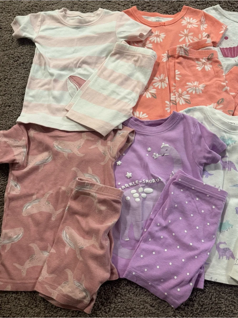 11 pairs Carters Toddler girl 3T pajamas
